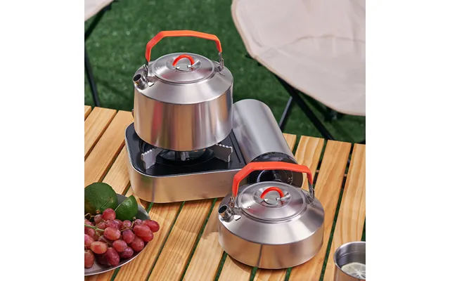 Stainless Steel Camping Kettle - Portable Outdoor Tea Kettle For Hiking Foldable Handle Compatible With Gas Stove & Camp