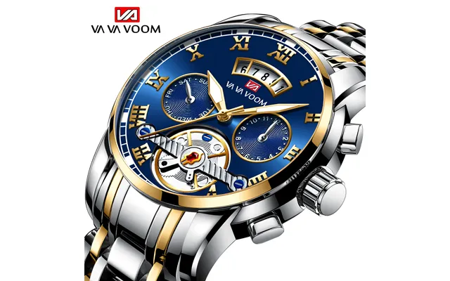 Stainless Steel Flywheel Non-automatic Multi-function Mechanical Watch Fashion Luminous Waterproof Watch Male product image