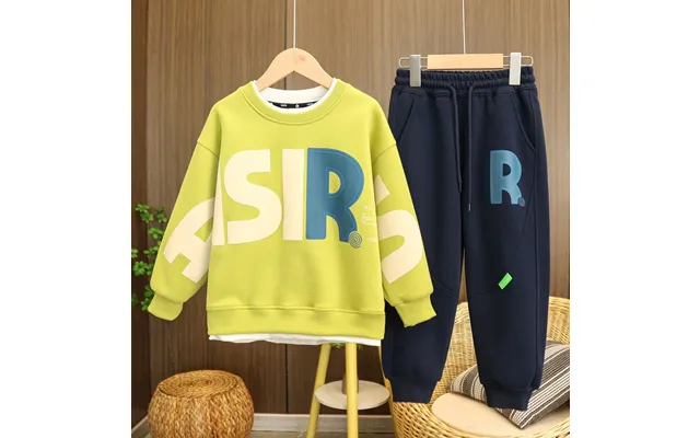Teenage And Guys Boys Autumn Suit Autumn 2024 New Two Piece Children's Clothing Handsome Children's Sweater Pants Two Pi