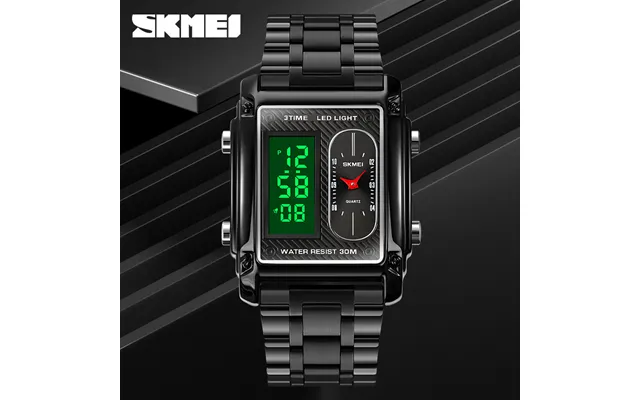 Time Beauty Skmei Fashion Trend Multi-functional Square Men's Steel Belt Electronic Watch Cross-border Best-selling Busi product image