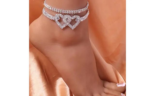 Trendy Double Love Water Bracelet Ankle Sexy Full Diamond Versatile Shining Beach Footwear