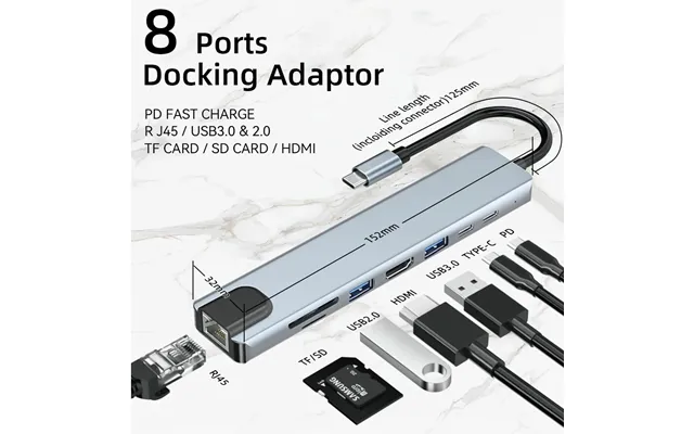 Type-c Hub With 4k Hdmi 100w Pd Port 3.0 Rj45 Ethernet Sd Tf Card Reader Docking Station 4 5 6 8 Ports Usb C Adapter