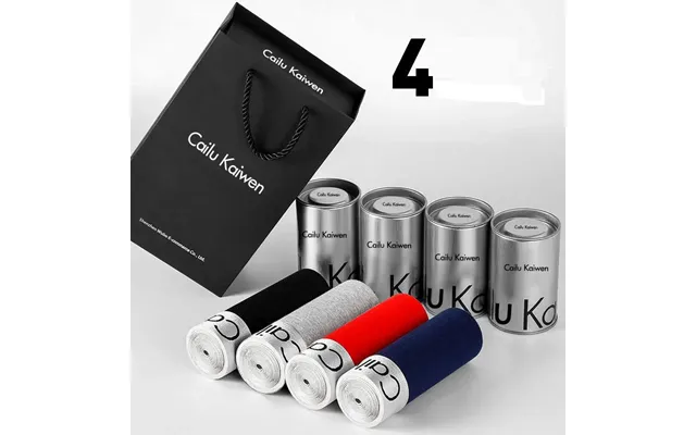 Underwear & Sleepwears Boxed Men's Underwear Pure Cotton Boxer Briefs Antibacterial Solid Color Tin Gift Box Boxer Brief product image