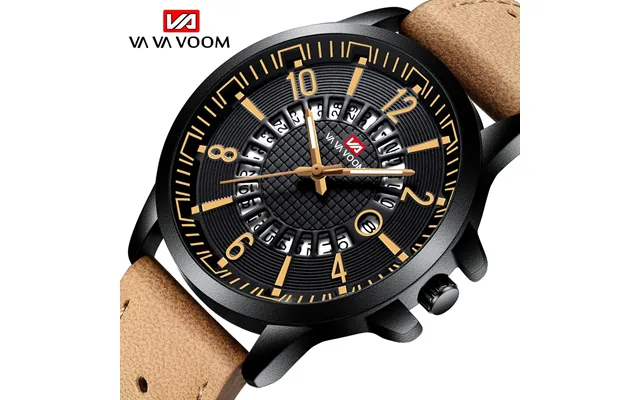 Va Va Voom Brown Creative Calendar Sports Watch Joom Men's Breathable Small Hole Belt Watch product image
