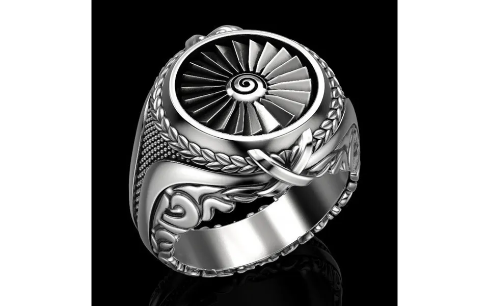 Vintage Punk Heavy Metal Turbine Ring Hip Hop Rock Ring Geometric Wedding Ring
