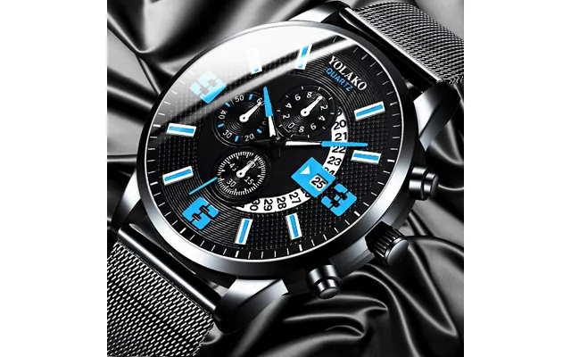 Watches Mens Fashion Calendar Watch Men Business Stainless Steel Mesh Belt Quartz Wrist Watch Male Clock Relogio Masculi product image