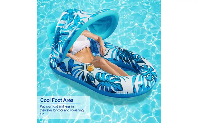 Water Lounge Chair Thickened Pvc Inflatable Floating Row With Sunshade Inflatable Lounge Chair Hammock Adult Water Recre product image