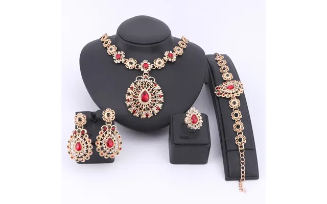 Wedding Bridal Party Necklace Jewelry Sets For Women Fashion Crystal Colorful Rhinestone Gem Pendant Accessories