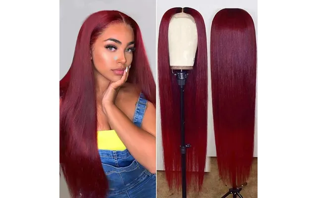 Wig Woman Wine Red Long Straight Hair With Long Bangs Fashion Chemical Fiber Headgear