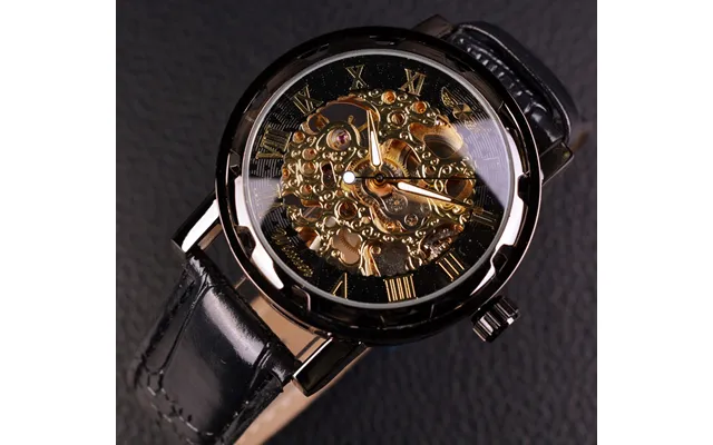 Winner Business Male Mechanical Watch Leather Strap Watch Luxury Watch Skeleton 3d Literal Design Wristwatch product image