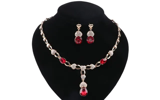 Women Bridal Engagement Crystal Zircon Necklace Earrings Brides Party Costume Jewellery Set