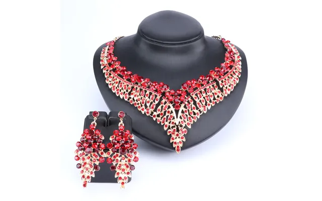 Women Bridal Necklace Earrings Set With Full Rhinestones Crystal Fashion Wedding Party Jewelry Sets