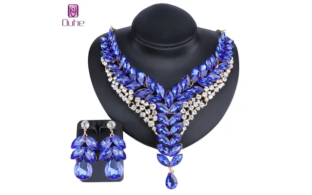 Women Crystal Wedding Jewelry Sets For Bride Party Costume Accessories Necklace Earring Jewellery Set