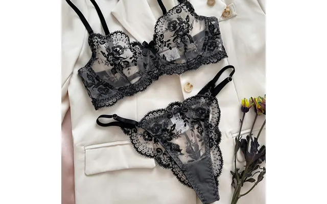 Women’s Clothing Flower Embroidery Perspective Mesh Sexy Comfortable Simple And Generous Underwear Set product image