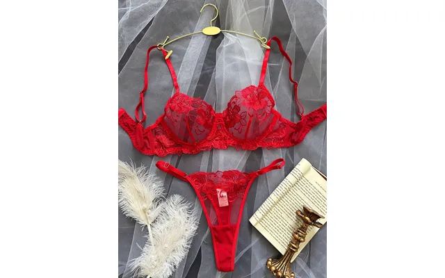 Women's Clothing Flower Mesh Embroidery Gathered Perspective Sexy Thong Sexy Suit product image