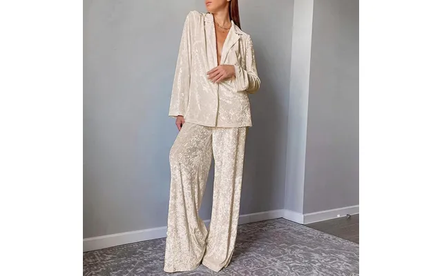 Women's Clothing Gold Diamond Velvet Pajamas Long Sleeve Trousers Two Sets Warm Thick Velvet product image