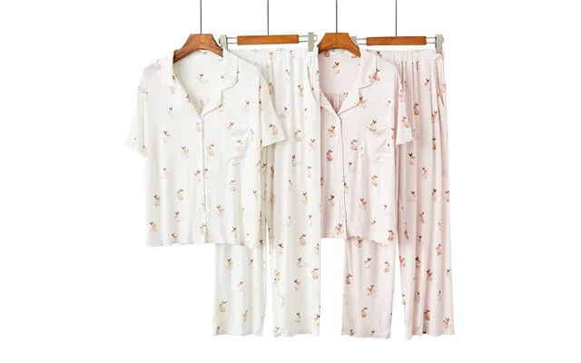 Women's Clothing Modal Ladies Pajamas Women's Short-sleeved Trousers Printed Bunny Soft Loose Lapel Home Clothes product image