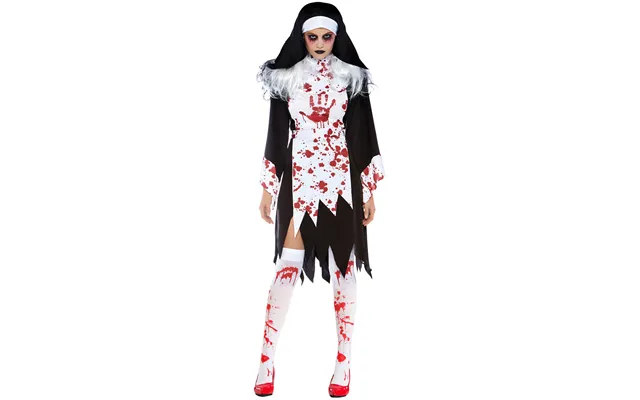 Women's Clothing S-xl Vampire Zombie Blood Stained Nun Costume Halloween Costume Cos Costume Playing Blood Drip Zombie N product image