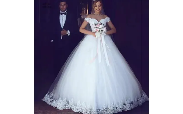 Women's European White Wedding Dress Lace Applique Prom One-shoulder Bridal Dress Mid-waist Strappy Wedding Dress Bridal product image