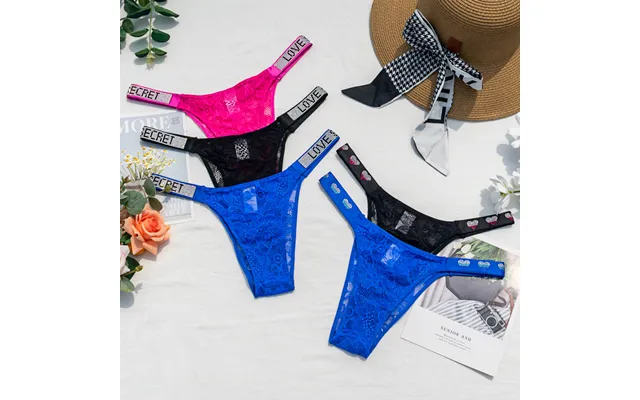 Women's Rhinestone Sexy I Lace Low Waist Seamless Women's Underwear Perspective Sexy Half Hip Bottoming Underwear product image