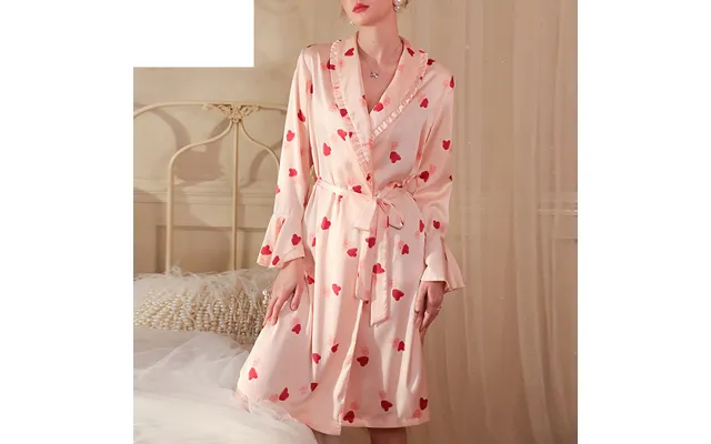 Women's Sleepwears Home Ice Silk Pajamas Love Satin Nightgown Home Wear Morning Gown product image