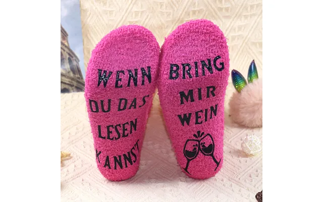 Women's Socks Non-shedding Coral Velvet Dotted Anti-slip Letter Socks Plus Velvet Thickened Floor Socks Cake Socks product image
