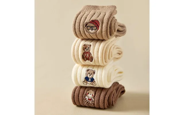 Women's Socks Socks Women's Thickened Mid-tube Wool Socks Wholesale Women's Solid Color Cartoon Embroidered Pile Socks product image
