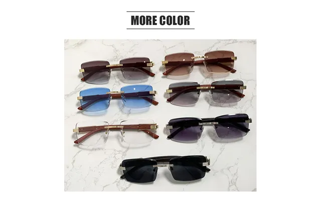 Wooden Leg Cheetah Decorative Sunglasses With Colorful Retro Frameless Square Leopard Head Metal Sunglasses product image
