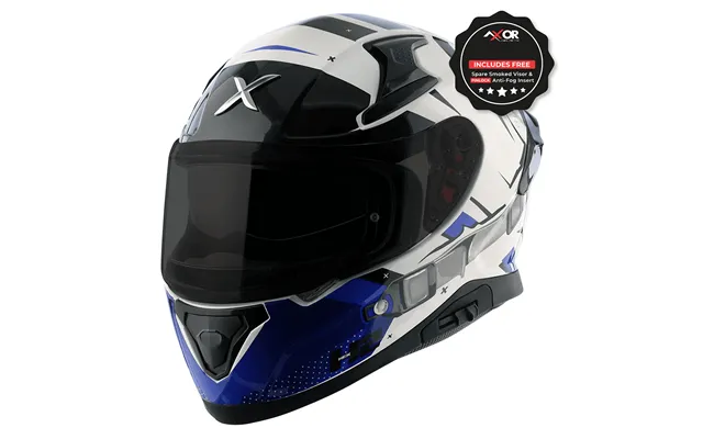 Axor Apex Hex-2 White Blue Gloss Full Face Motorcycle Helmet