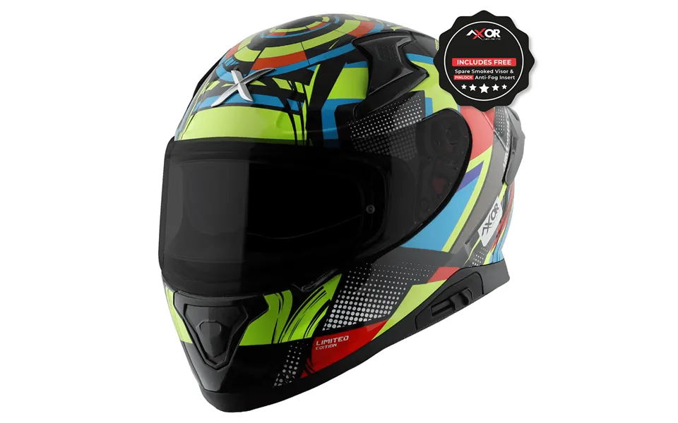 Axor Apex Vivid Black Neon Yellow Gloss Full Face Motorcycle Helmet