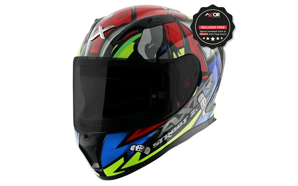 Axor Street Bobby Black Red Gloss Full Face Motorcycle Helmet