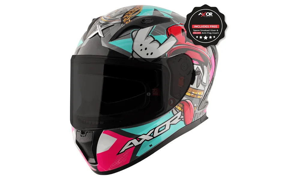 Axor Street Hip Hop Gloss Athena Grey Mint Full Face Motorcycle Helmet