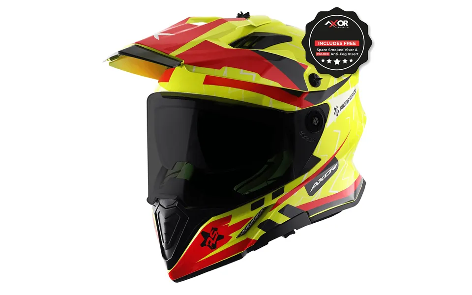 Axor X-cross Adventure Motorcycle Helmet Flash Neon Yellow Red Gloss