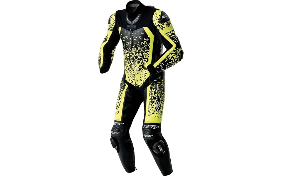 Rst Pro Series D3o Airbag Leather Suit Black Flo Yellow