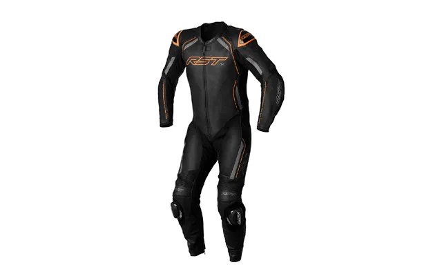 Rst S1 Ce Mens Leather Suit Black Grey Neon Orange