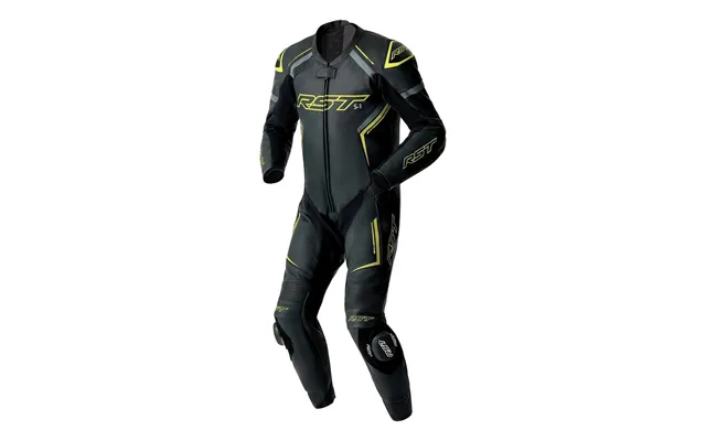 Rst S1 D3o Leather Suit Black Grey Fluro Yellow