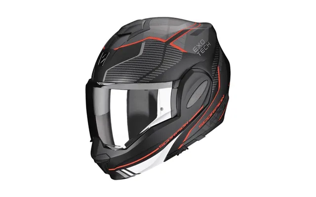 Scorpion Exo Tech Evo Animo Black Red Flip Front Motorcycle Helmet