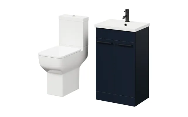 Alessio Vanity Unit And Toilet Suite Including Comfort Height Toilet And Floor Standing Vanity Unit Deep Blue Mdf 500mm