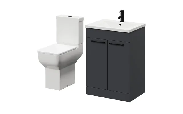 Alessio Vanity Unit And Toilet Suite Including Comfort Height Toilet And Floor Standing Vanity Unit Gloss Grey Mdf 600mm
