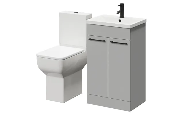 Alessio Vanity Unit And Toilet Suite Including Comfort Height Toilet And Floor Standing Vanity Unit Gloss Grey Pearl Mdf