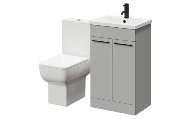 Alessio Vanity Unit And Toilet Suite Including Open Back Toilet And Floor Standing Vanity Unit Gloss Grey Pearl Mdf 500m