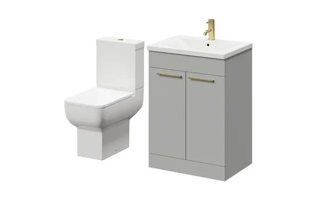 Alessio Vanity Unit And Toilet Suite Including Open Back Toilet And Floor Standing Vanity Unit Gloss Grey Pearl Mdf 600m
