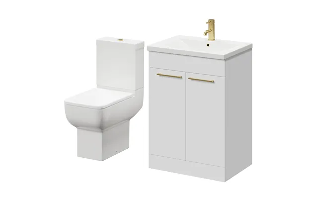 Alessio Vanity Unit And Toilet Suite Including Open Back Toilet And Floor Standing Vanity Unit Gloss White Mdf 600mm