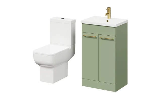 Alessio Vanity Unit And Toilet Suite Including Open Back Toilet And Floor Standing Vanity Unit Olive Green Mdf 500mm