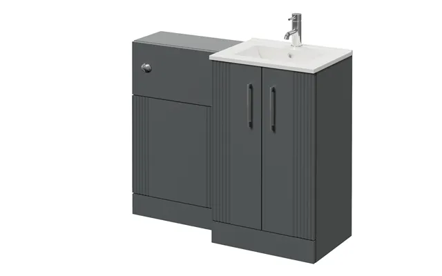 Avant 2 Door Vanity Unit And Toilet Suite With Angel Basin Satin Grey Mdf 1000mm