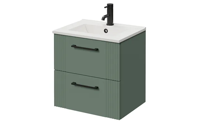 Avant Wall Mounted 2 Drawer Vanity Unit With Angel Basin Satin Green Mdf 500mm