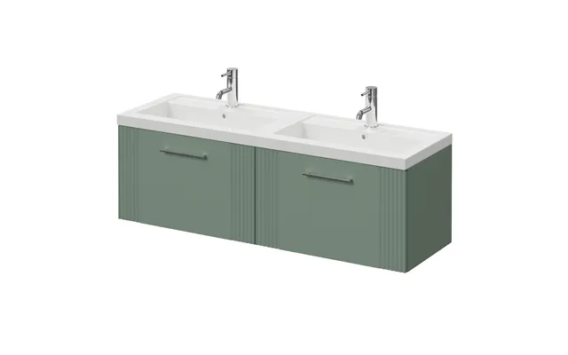 Avant Wall Mounted 2 Drawer Vanity Unit With Double Lucia Basins Satin Green Mdf 1200mm