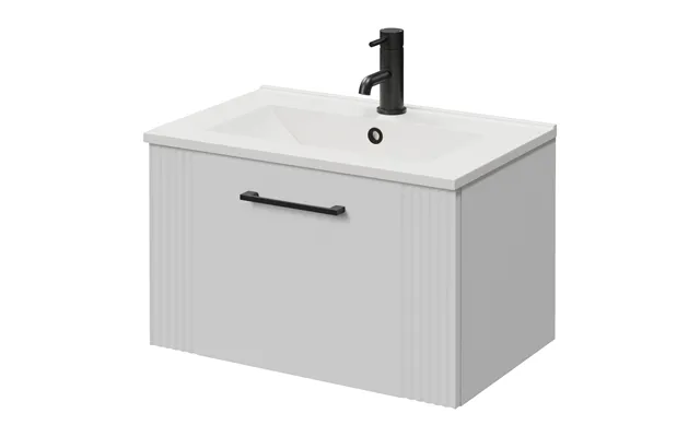 Avant Wall Mounted Single Drawer Vanity Unit With Angel Basin Satin White Mdf 600mm
