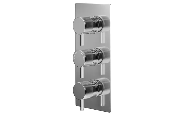 Circo Polished Concealed Triple Thermostatic Shower Valve With Diverter And Fully Knurled Control Handles Chrome Brass 1