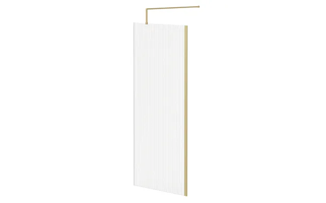 Colore 8mm Fluted Glass Walk In Shower Screen Including Wall Channel And Support Bar Brushed Brass Glass Aluminium 1850m